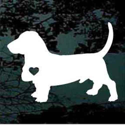 Basset Hound With Heart car window decals stickers