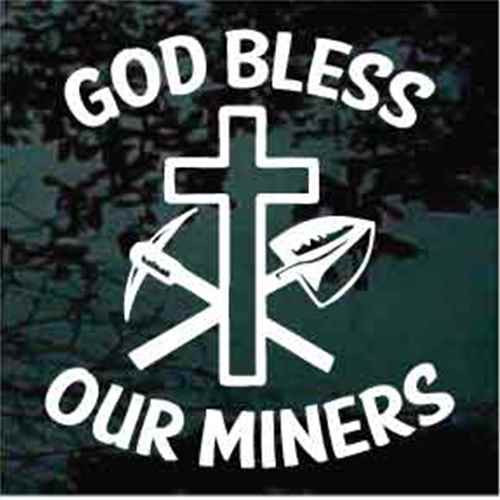 God Bless Our Miners Coal Miner's Cross Decals - Decal Junky