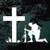 Soldier With Gun Praying at the Cross decals stickers