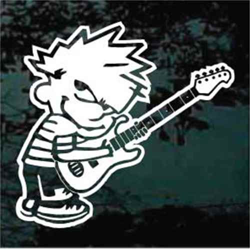 Boy Playing Bass Guitar Decals Car Window Stickers Decal Junky