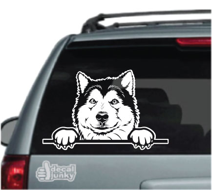 Adesivo In Vinile Per Auto Con Alaskan Malamute E Cuore - Personalizzabile - 01104