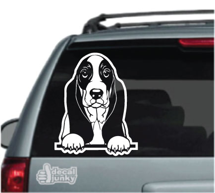 Barking Sand Designs Bassett Hound Dog Silhouette Die Cut Vinyl Window Decal/Sticker for Car/Truck 