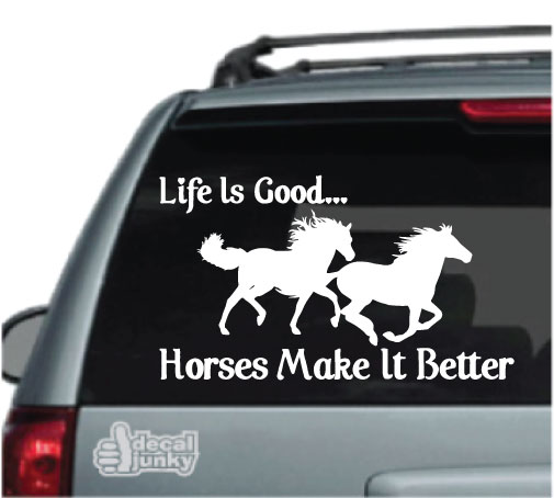 Horse Junkie Love Horses Car Decal Multiple Colors 4 Inch 