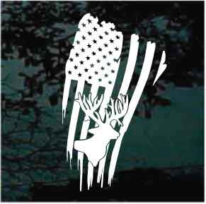 American Flag Deer Skull Vinyl Decal StickerHunting decals