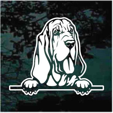 Blood Hound Peeking with Name car window decal