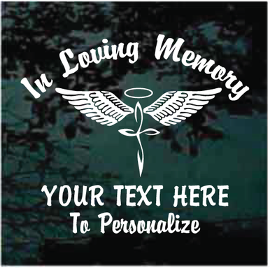 Christian Cross Angel Wings Memorial Car Window Decals | Decal Junky