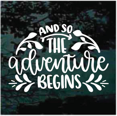 Custom Names /& Date HomeLaptopComputerTruckCar Bumper Sticker Decal Di Cut Decal And So The Adventure Begins
