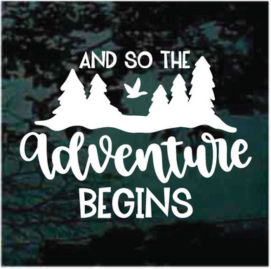 Custom Names /& Date HomeLaptopComputerTruckCar Bumper Sticker Decal Di Cut Decal And So The Adventure Begins