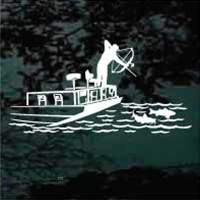 Fisherman Bow Fishing From Boat Decals & Window Stickers