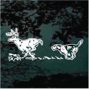 Beagle Chasing Deer Car Decals & Window Stickers | Decal Junky