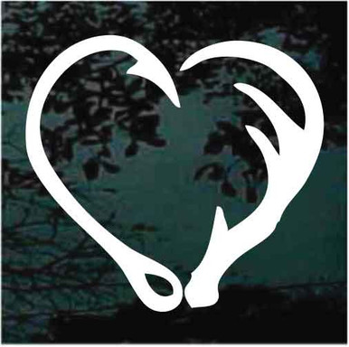 browning buck and doe heart fish hook Antler Necklace Set, Hand Cut Coin Doe Deer Heart decals Hook Antler Heart Love Fishing