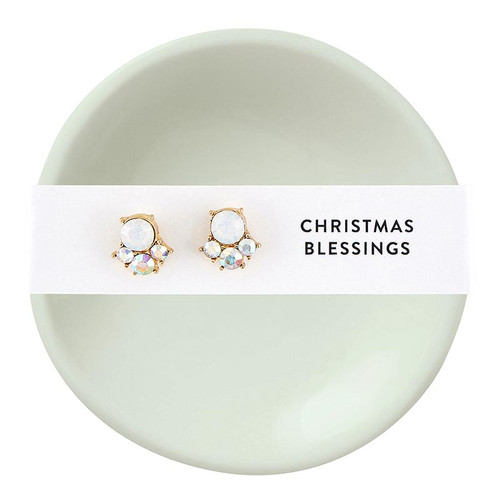 Holiday Stud Earrings & Trinket Tray Sets - Christmas Blessings 