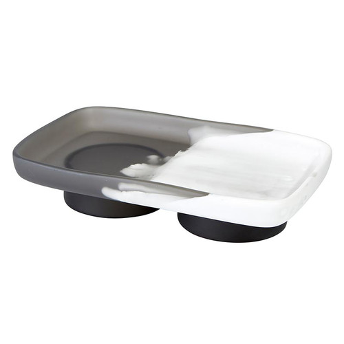 Resin Footed Oblong Tray - Charcoal & White 