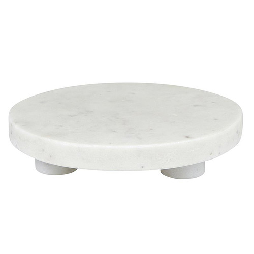 White Marble Footed Tray - 6" Dia