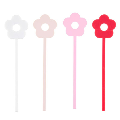 Acrylic Stir Sticks - Set of 4 - Pink Flowers