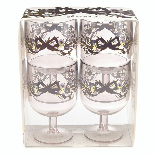 Stackable Acrylic Wine Glasses - Lilac Bow