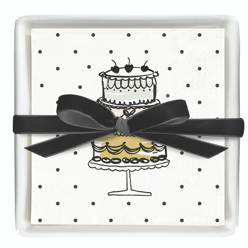 Ceramic Napkin Tray + Napkins - Cake