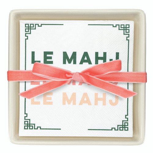 Ceramic Napkin Tray + Napkins - Le Mahj 