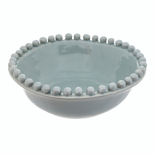 Ceramic Beaded Bowl - Large - Coastal Blue
