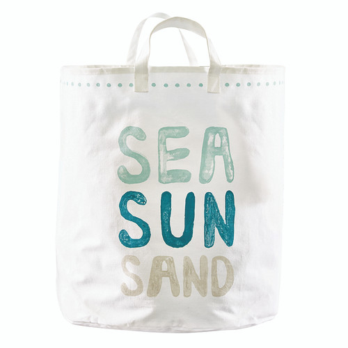 Large Canvas Storage Tote - Sea Sun Sand