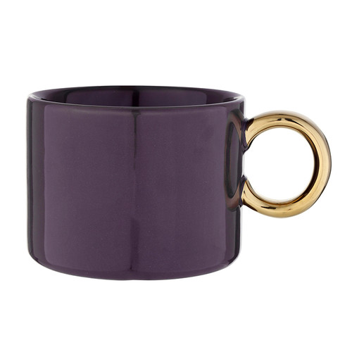 Ceramic Gold Handle Mug  - Aubergine