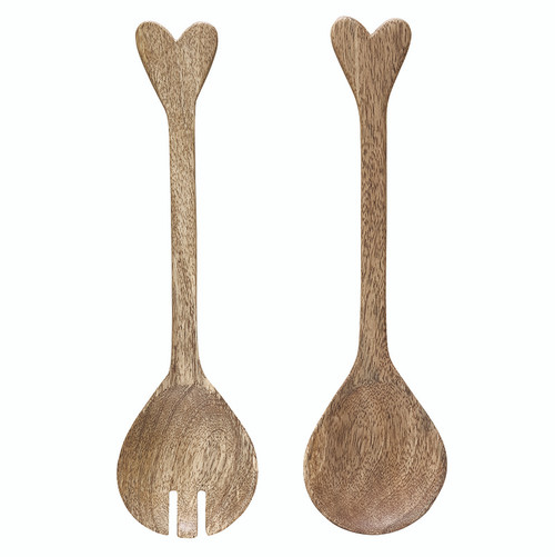 Wood Heart Serving Set