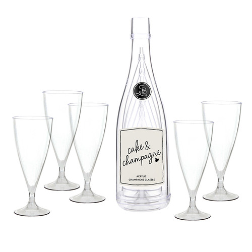Acrylic Champagne in Bottle + Glasses - Cake and Champagne