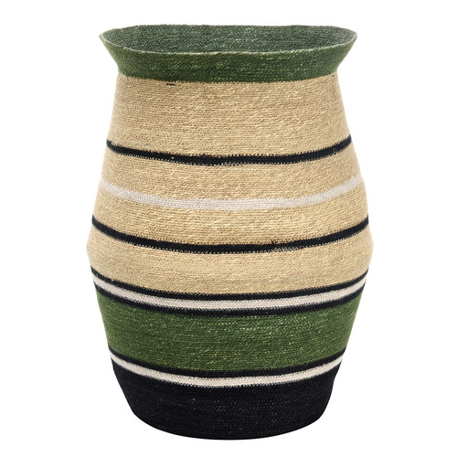 Seagrass Basket - Green Stripes