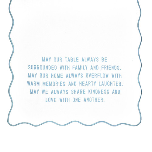 Face to Face Embroidered Table Runner - Blue Scallop