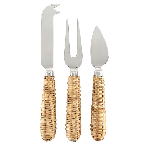 Face to Face Rattan Cheese Knives - Set of 3