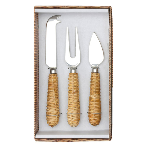 Face to Face Rattan Cheese Knives - Set of 3