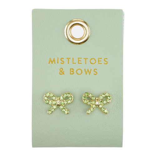 Holiday Stud Love Earrings - Mistletoes + Bows