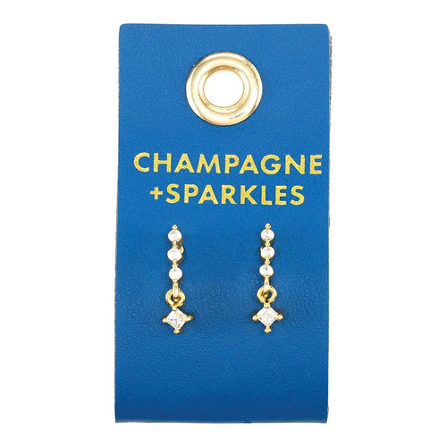 Palm Beach Stud Love Earrings - Champagne + Sparkle