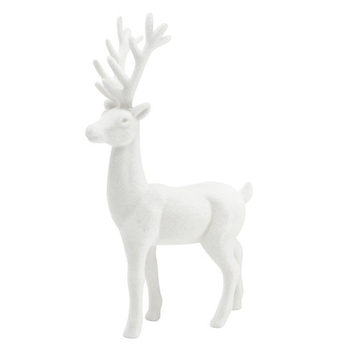 11" Flocked Reindeer - White