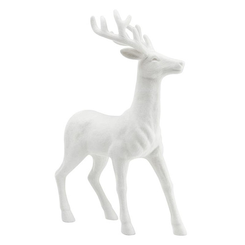 18" Flocked Reindeer - White