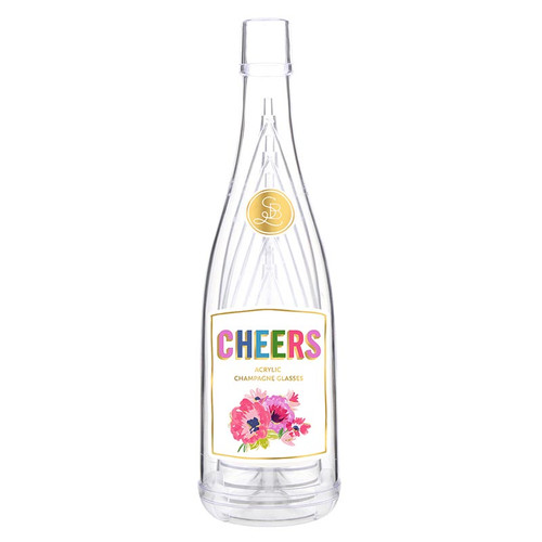 Acrylic Champagne + Glasses Set - Cheers