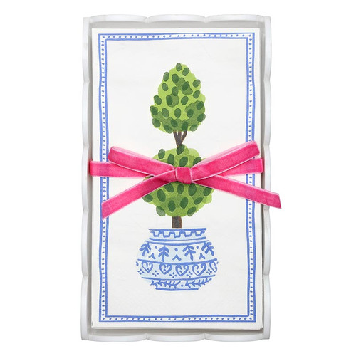 Acrylic Guest Napkin Tray + Napkins - Topiary
