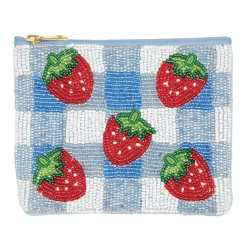 Beaded Pouch - Strawberries