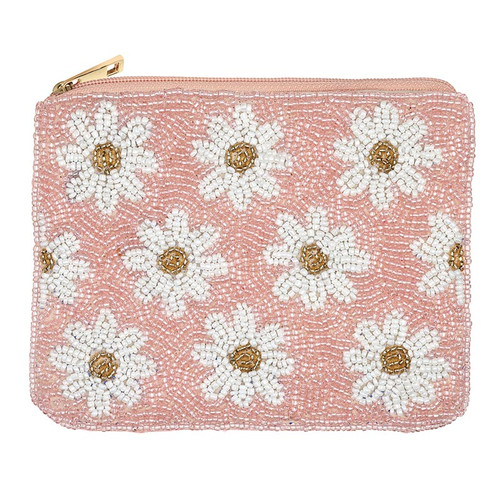 Beaded Pouch - Daisies