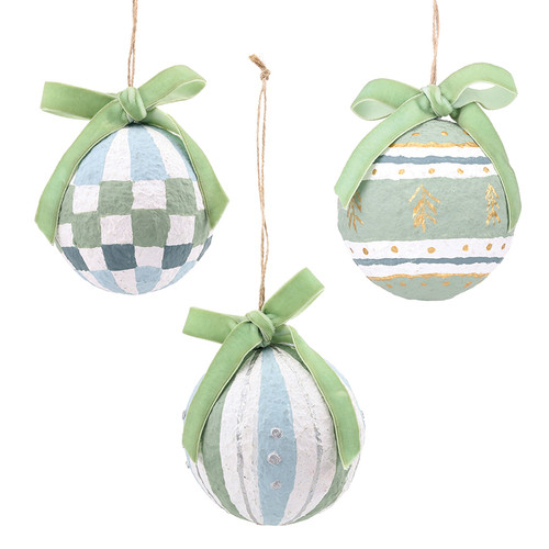 Face to Face Paper-Mache Ornaments - Set of 3