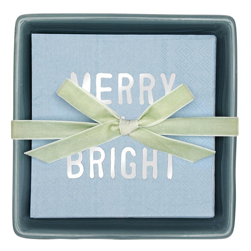 Face to Face Ceramic Tray + Napkins - Merry & Bright