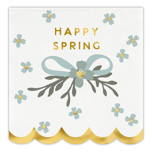 Scalloped Cocktail Napkins - Happy Spring