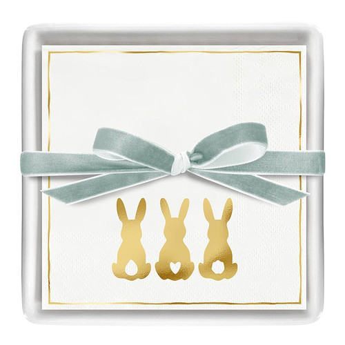 Ceramic Napkin Tray + Napkins - Bunnies