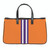 Collegiate Racer Stripe Canvas Tote - Orange + Purple Stripes