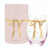Gold Foil Stemless Wine Glass - Lilac Bow 