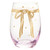 Gold Foil Stemless Wine Glass - Lilac Bow 