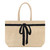 Luxe Burlap Tote - Black Bow