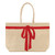 Luxe Burlap Tote - Red Bow