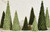 Jingle Bell Velvet Ribbon Trees - Forest Green - Set of 3