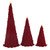 Jingle Bell Velvet Ribbon Trees - Burgundy - Set of 3